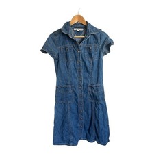Vtg 90s Y2K Tommy Hilfiger Snap front - Cotton Denim Blue Jean Dress - Size 2
