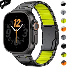 Titanium Silicone Watch Band for Apple Watch Ultra 3/2/1 Series 11 10 9 8 7 SE