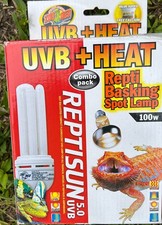 Zoo Med ReptiSun UVB  Repti Basking Spot Lamp Pack Reptile Heat Bulbs New