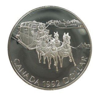 Kanada 1992 1 Dollar 175 Jahre Postkutsche von Kingston nach York Proof | Silber