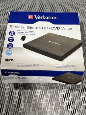 Verbatim External Slimline Portable CD/DVD Writer for PC and MAC