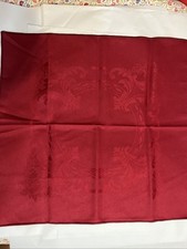 Vntg Damask Cloth Dinner Napkins Set  4 Red Wine Burgundy Rose Formal Style NWT