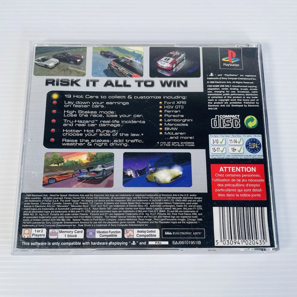 Need For Speed High Stakes Sony PlayStation 1 PS1 PAL Video Game With Manual - Bild 2 von 4