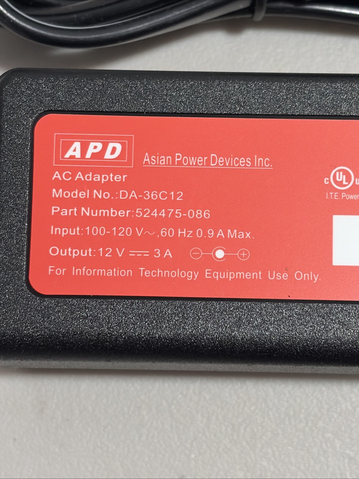 APD Verizon FiOS AC/DC Adapter Power Supply 12VDC 3A DA-36C12 524475-086