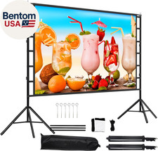 100 Inch Outdoor Projector Screen with One-Piece Telescopic Stand, Wrinkle-Resis