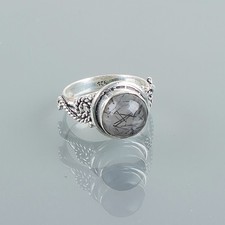 Black Rutile Gemstone 925 Sterling Silver Ring Handmade Jewelry Ring Gift For