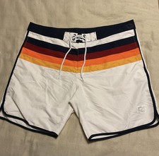 Adam Levine Board Shorts Mens XL White Striped Swim Trunks Beach Surf Lined