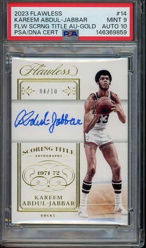 2023 Flawless #14 Kareem Abdul-Jabbar /10 FLW Scrng Title PSA 9 Auto 10 9859