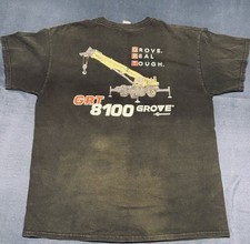 Grove GRT 8100 Manitowoc Graphic Logo T-Shirt Men Large Black Jersey 90s y2k