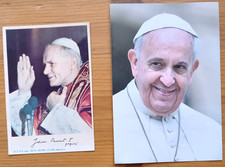 2 pamiątkowe obrazki : Papież Jan Paweł II i papież Franciszek