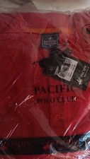 Pacific Polo Club Men's Red Polo Shirt M Short Sleeve Collared Button Logo