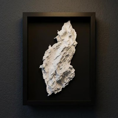 3D Czech Republic Map Wall Art: Topography in Black Wood Frame