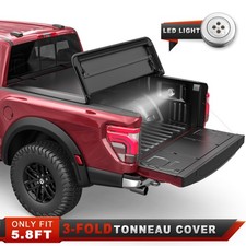 5.8ft 68 3fold Vinyl Tonneau Cover For 2009-2026 Dodge Ram 1500 Bed W Lamp