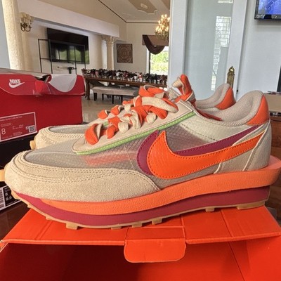 Nike sacai x Clot LDWaffle Net Orange Blaze DH1347-100 Mens Low Top Lace Up