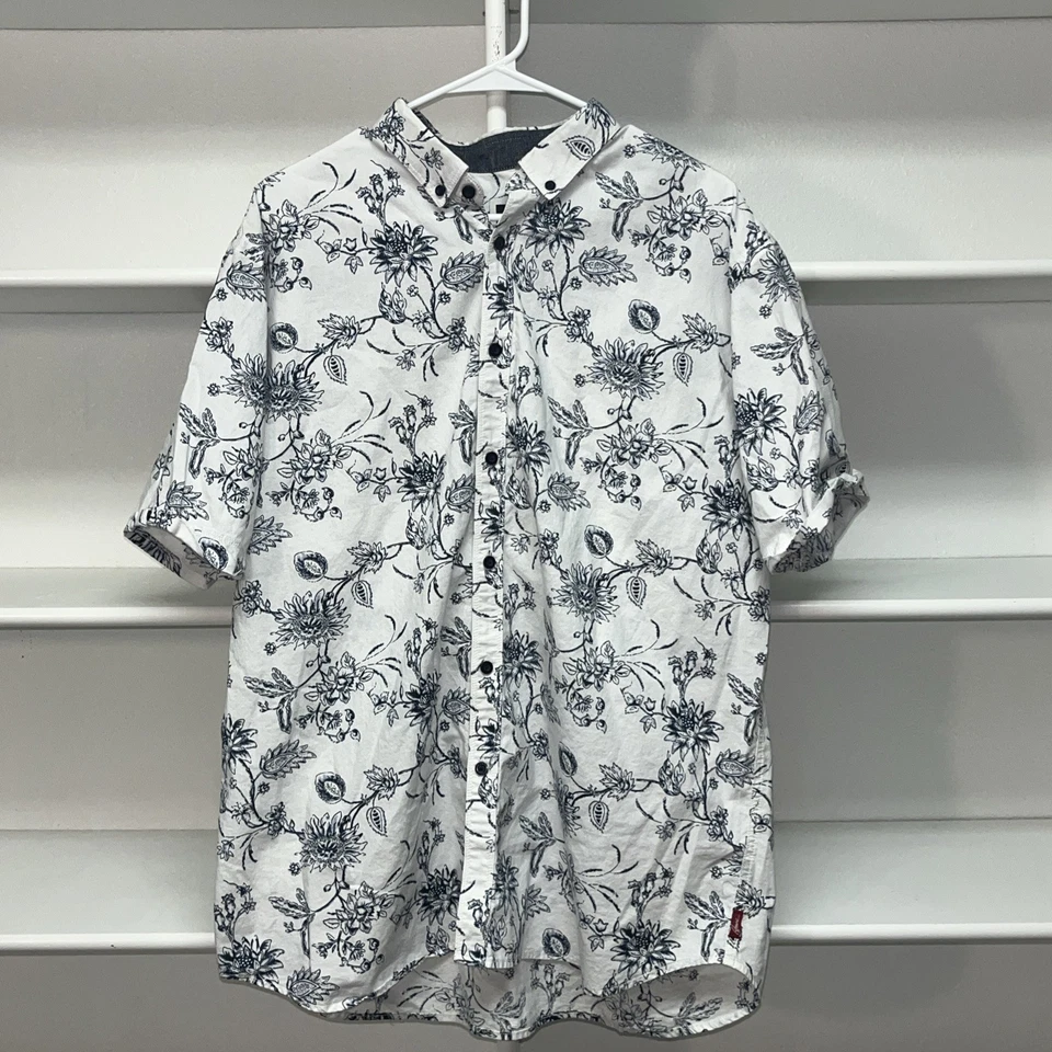 Howe Creative Work Force Men’s Blue Floral Print Cotton Button Up XXL - Image 2 of 4