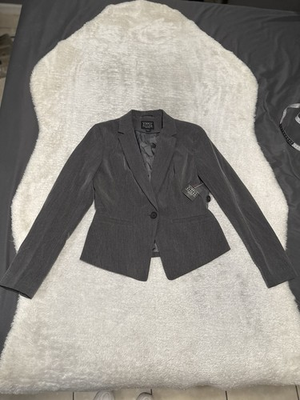 #ad #ad New Symply Styled Womens Gray Blazer Jacket Size XS Petite Business Casual $17.99