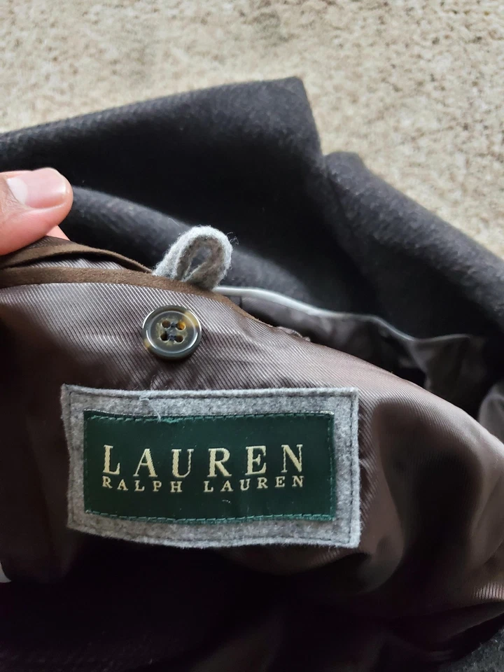 Abrigo Lauren Ralph Lauren Para Hombre 38R Lana Mezcla Cachemira Marrón Espiga Foto 4 de 4