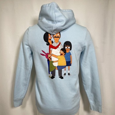 Bobs Burgers Belcher Family H&M Light Blue Pullover Hoodie Men's XS