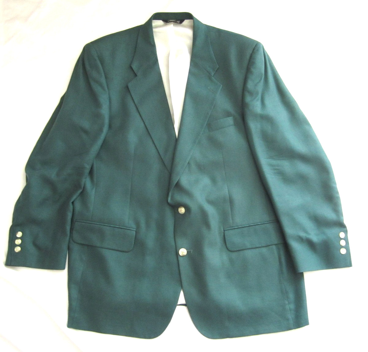 Vtg Burberrys 100% Silk 2 Button Green Blazer Jacket Sz 43 (MJ58) Made in USA