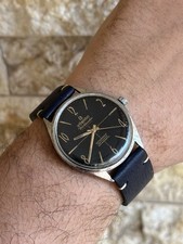 1960s Vintage Atlantic Worldmaster Swiss Made Men's Watch Black Dial 39mm Manaul