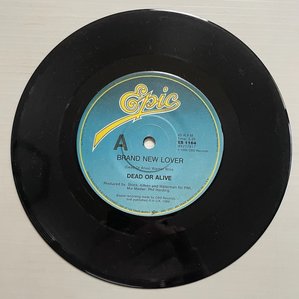 Dead Or Alive Brand New Lover Vinyl Record 7” 45 RPM ES 1164 epic 1986 - Image 2 of 4
