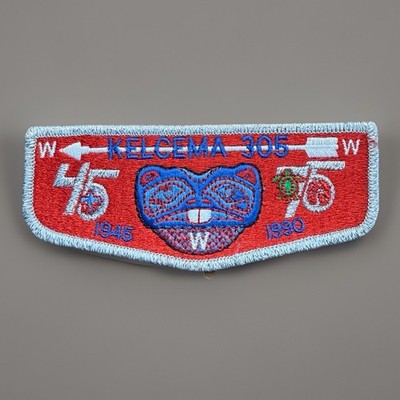 VTG 1990 Anniv OA KELCEMA Lodge 305 Order of the Arrow Flap PATCH WWW Boy Scout