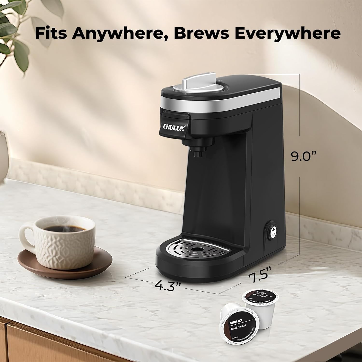 BPA-Free Single Serve Coffee Brewer for Quick 12oz Brews - Travel Friendly