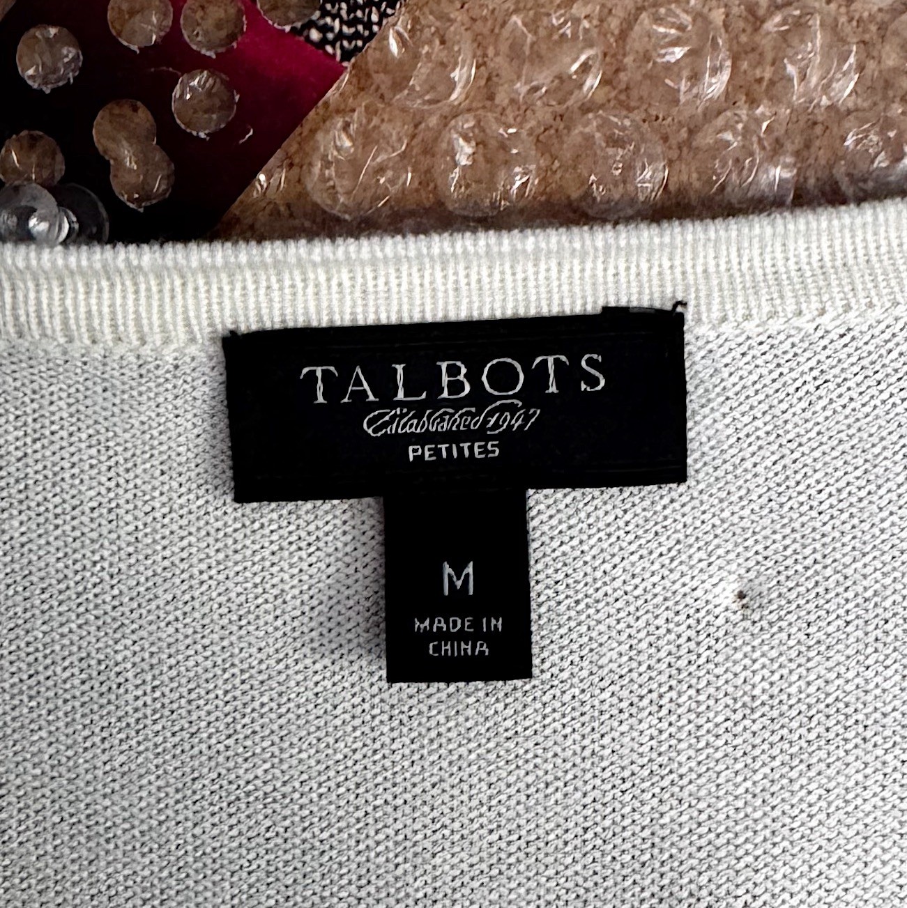 Talbots Petites Argyle Sequin Button Cardigan Swe… - image 2