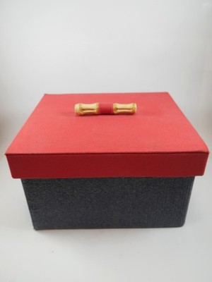 Vtg Fabric Keepsake Memory Box W/ Lid 8  x 7  x 5  Postcard Photograph Storage