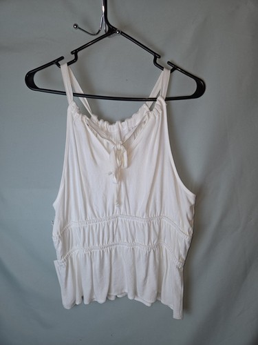 Blusa Babydoll Sienna Sky Talla XL Blanca Correa Cuello Sin Mangas Mezcla de Lino Nueva con Etiquetas - Imagen 1 de 10