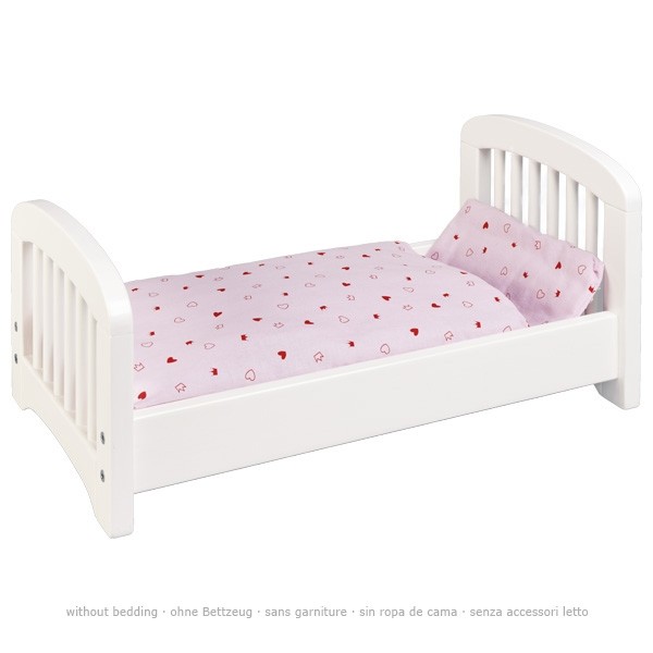 Puppenbett Weiß Holzbett Holzbettchen Bettchen Puppen Holz Neu-image