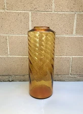 Blenko Optic Swirl Amber Honey Glass Floor Vase 7051 Joel Myers