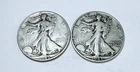 WALKING LIBERTY HALF DOLLAR LOT OF 2 - 90% SILVER CIRCULATED COINS #8630