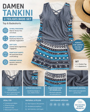 Damen Tankini 2-teilig   Bade-Set mit Top & B...