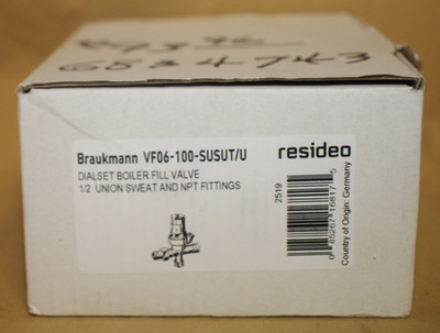 Braukmann Resideo Boiler Fill Valve VF06-100-SUSUT/U 1/2'' Pressure Reducing NEW
