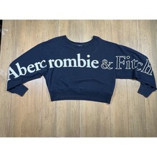 Abercrombie  Fitch Navy Blue Cropped Logo Sweatshirt Large 152F0434