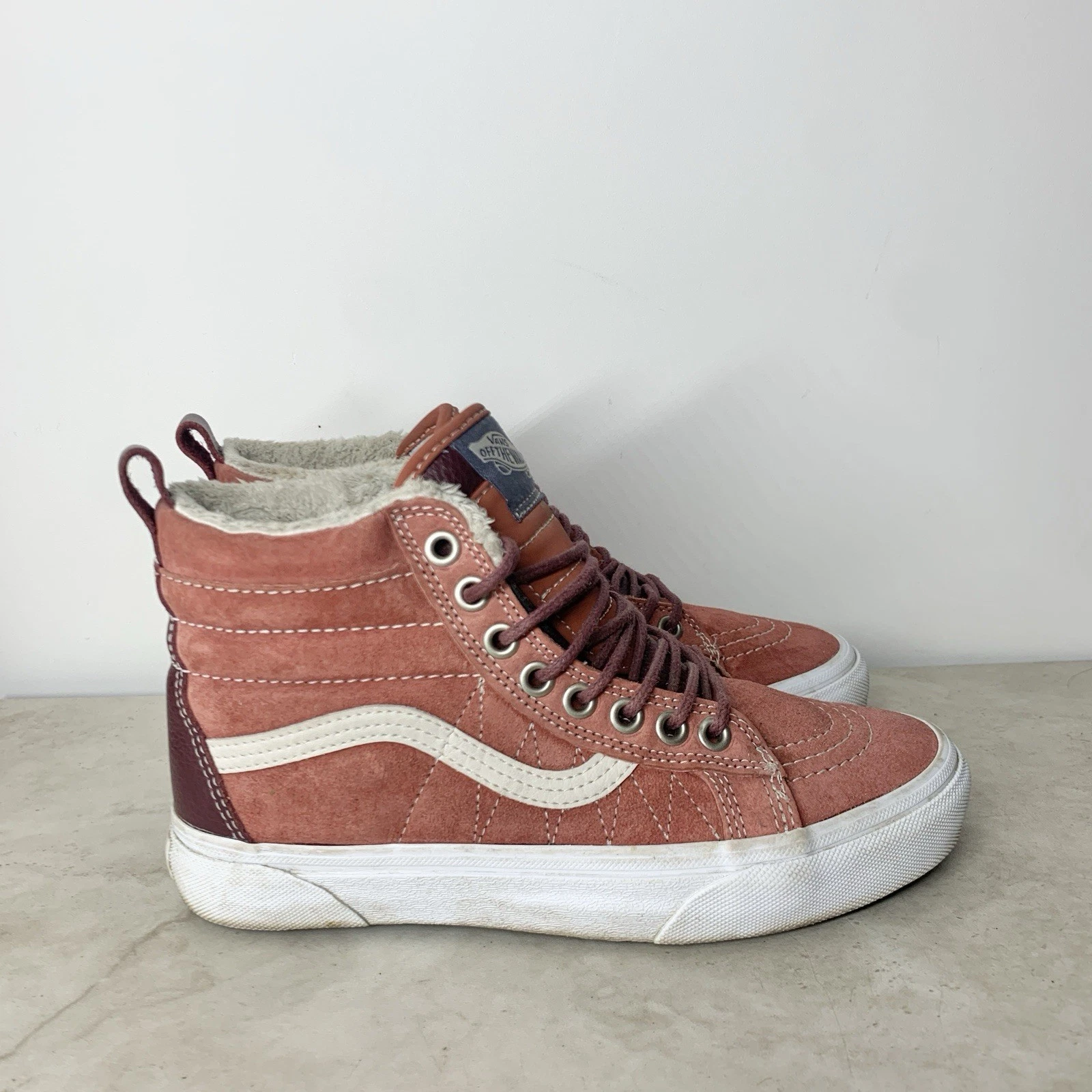 Vans SK8 Hi Shoes Donna Taglia 6.5 Sneakers Rosso Scamosciato Oldol Skoola Sherpagard