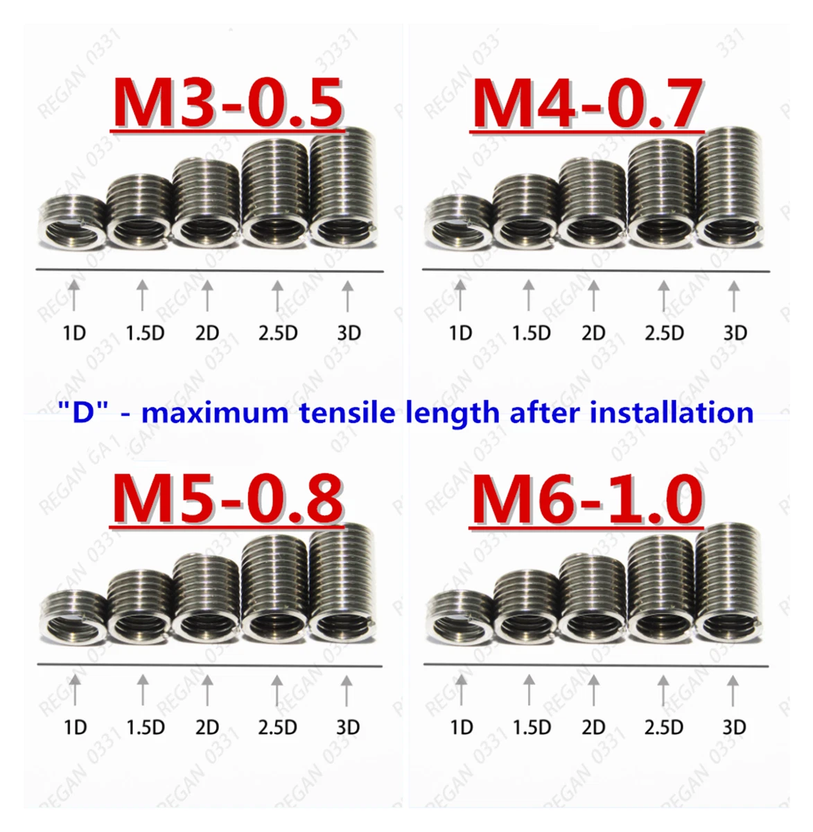 M3 M4 M5 M6 Helicoil Thread Insert Wire Insert Repair 304 stainless steel