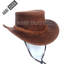 Men and Women Brown Genuine Leather Cowboy Western Hat