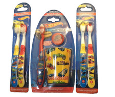 Hot Wheels Child's Brush Buddies Toothbrush, Cap  Cup Set  FOUR more Brushes 
