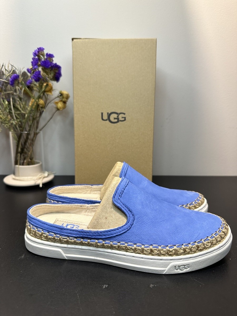 UGG AUSTRALIA Caleel Azul Blue Leather Sz 5 Slip On Sneaker