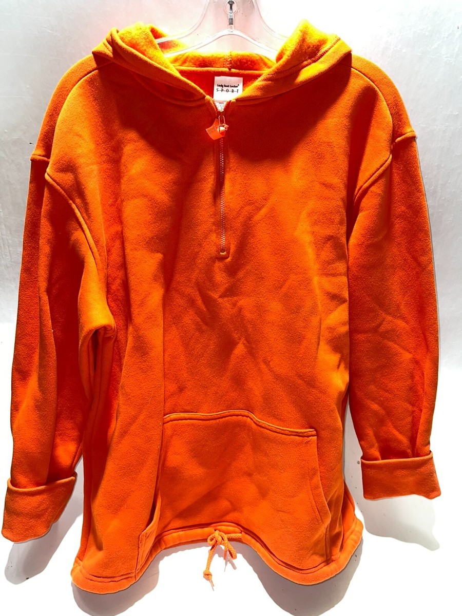 Lady Foot Locker Size L Orange Pullover 1/4 Zip Hooded Sweatshirt