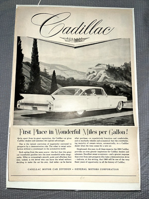 Original 1960 Cadillac AD: First place in wonderful miles per gallon!!!