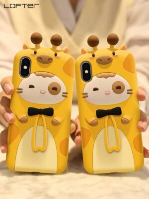 LOFTER Cute Cartoon Giraffe Design Silicone Soft 3D Case iPhone X/XS/XR/XS Max