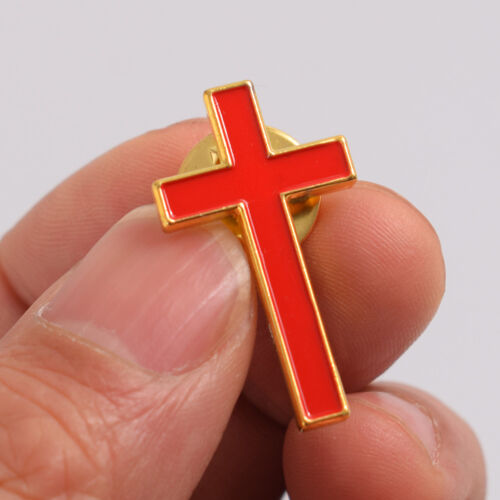 Church Cross Brooch Clergy Pastor Red Breastpin Unisex Preacher Pin Unisex 1PC - Picture 1 of 7