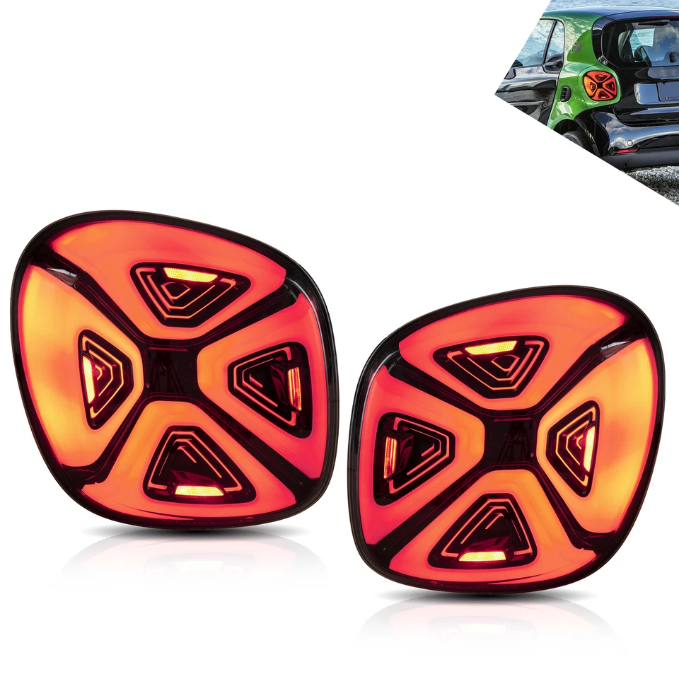 2X VLAND Full LED Tail Lights For 2016-19 Mercedez Benz Smart 453 Fortwo/Forfour - Image 3 of 4