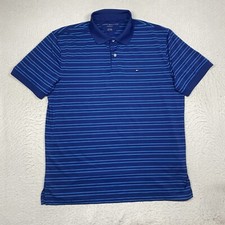 Tommy Hilfiger Performance Polo Shirt Mens XL Blue Striped Short Sleeve Golf