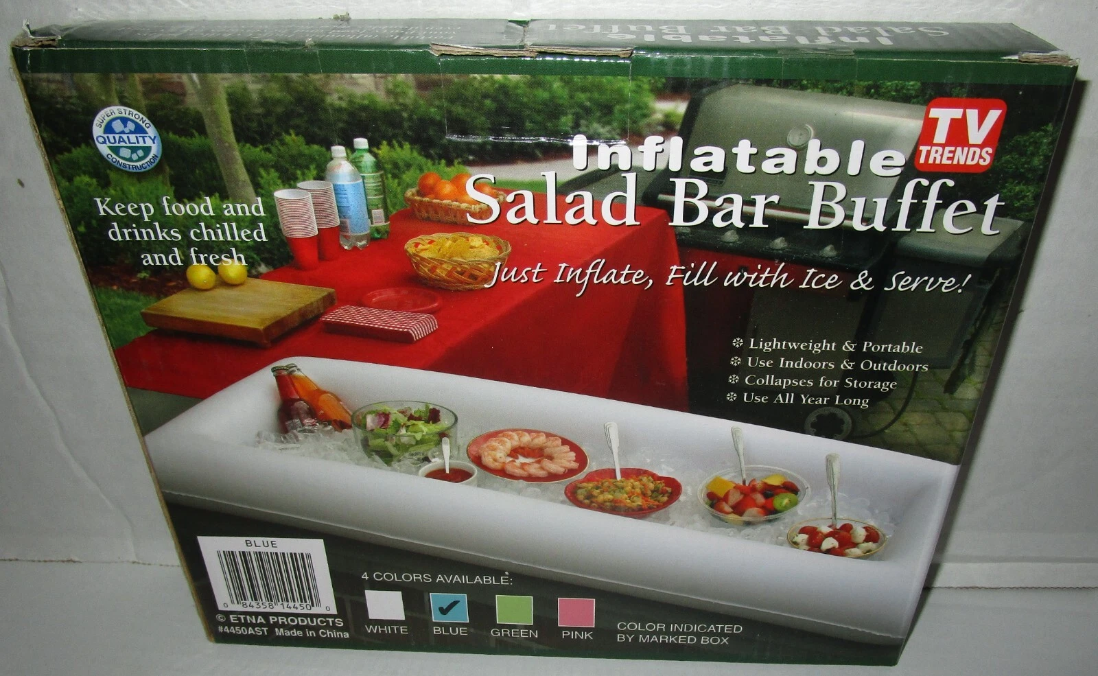 INFLATABLE SALAD BAR ~ 51"L x 21"W x 5"H ~ Inflate, Add Ice & Party- BLUE