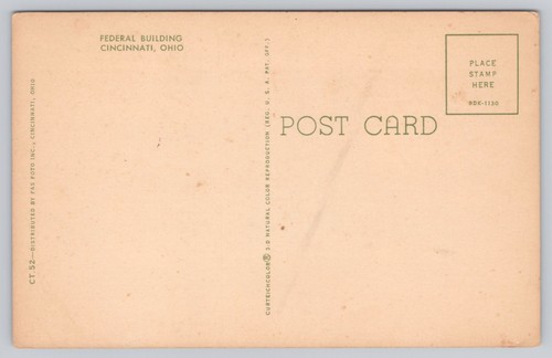 Federal Building Main Street Cincinnati Ohio Chrome Postcard - Picture 2 of 2