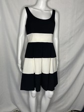 Lauren Ralph Lauren Dress 10P Black White Striped A Line Sleeveless